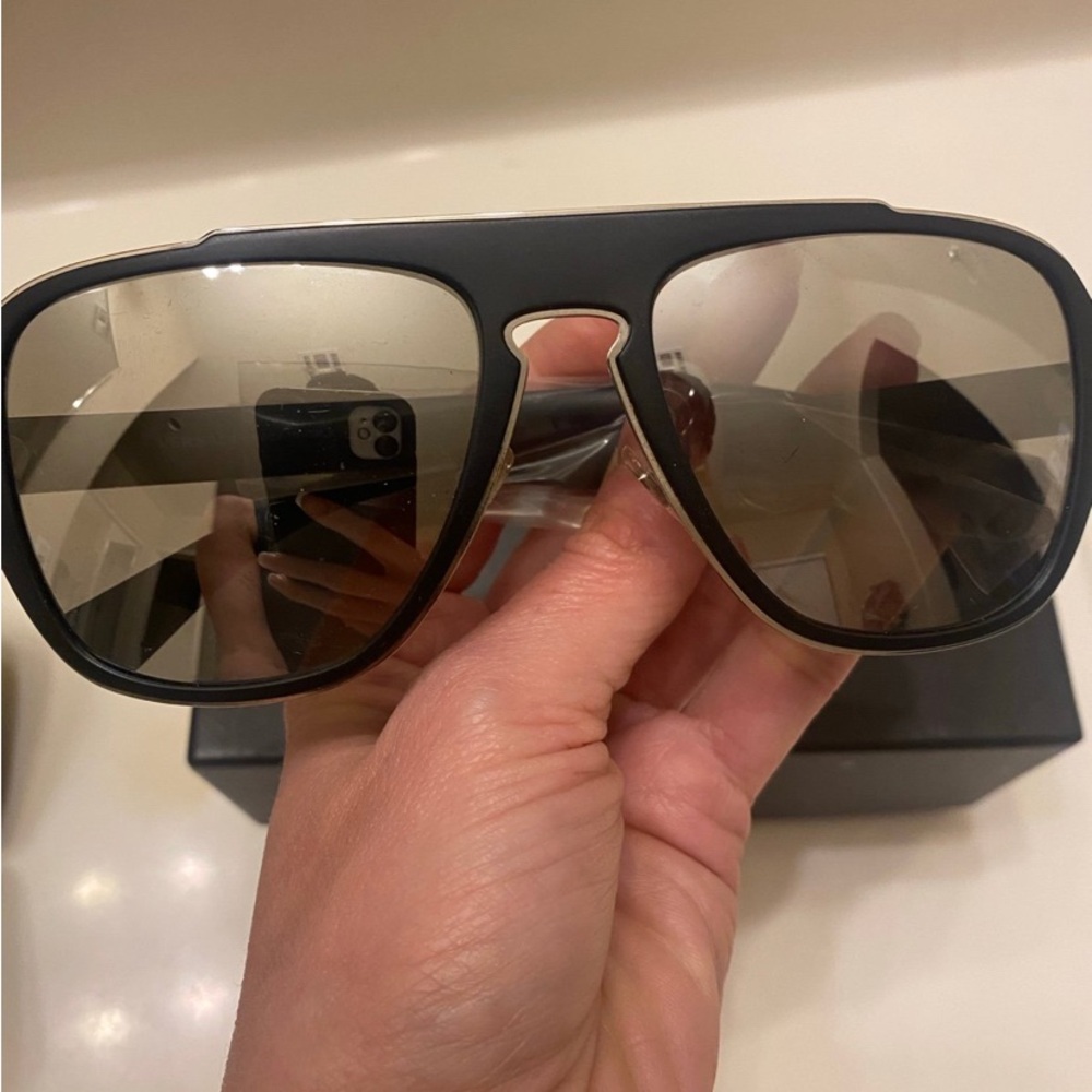 Versace Matte Black Grey Silver Mirror Men’s Sunglasses